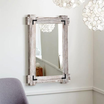 MeMoreCool White Farmhouse Bathroom Mirror, 30x20 Inch White Wood Framed Wall - Image 2