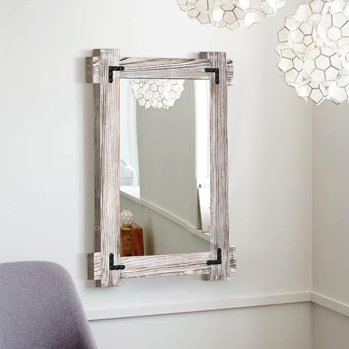 MeMoreCool Large White Farmhouse Mirror 40x28 Inch, Wood Framed Decorative Wall - Image 2