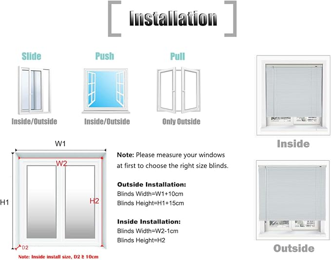 YIIBAII Mini Blinds Suitable for 47.5" W x 64" H Windows 1" Aluminum Horizontal - Image 8