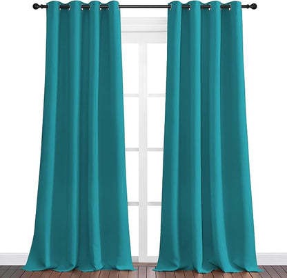 NICETOWN Room Darkening Curtains 102 inch Length 2 Panels, Peacock Teal - Image 2