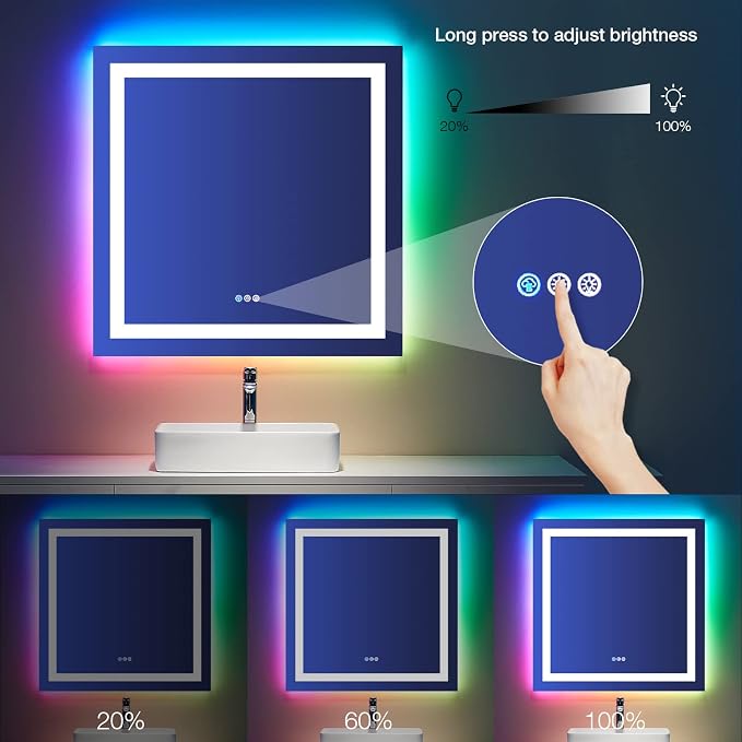 LOAAO 38"X38" LED Bathroom Mirror - Image 5