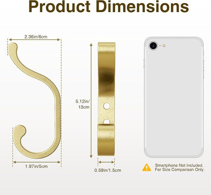 Gold Wall Hooks for Hanging Coats: Metal Mount - Image 6