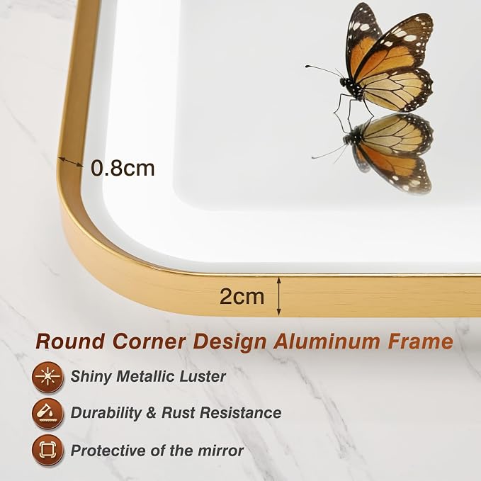 24x32 Inch Gold Framed LED Bathroom Mirror - Image 7