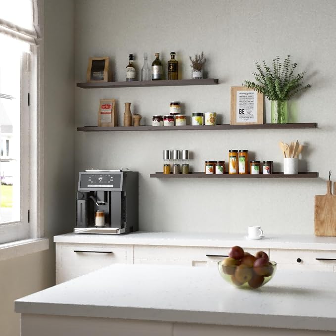 Boswillon 47.2 Inches Long Floating Shelves Wall Mounted, 2 Set Farmhouse Wall - Image 2