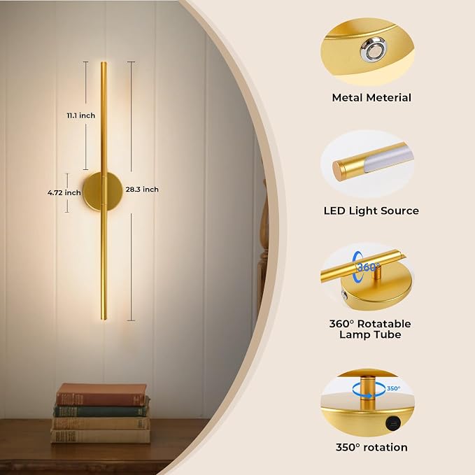 GvvooHome Battery Operated Wall Sconces Set of 2, 10000mAh Wireless - Image 5