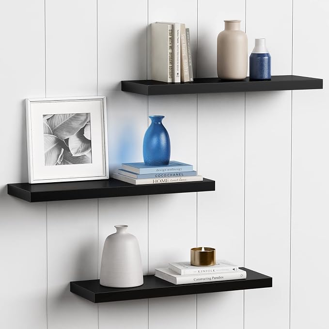Forbena 24 Inch Long Black Floating Shelves by Forbena