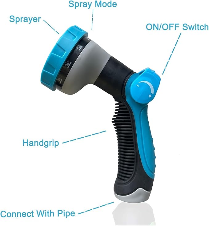 100Ft Non-Expandable Garden Hose, Flexible Water Hose with 10-Pattern Spray Nozzle, Lightweight Hose Pipe, Kink-Free, Leak-Proof, 3/4" Solid Metal Fittings