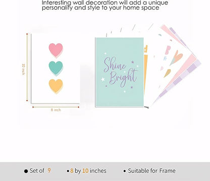tgguytiy 9 Pcs Girls Room Wall Art Set, Cute Inspirational Nursery Decor - Image 3