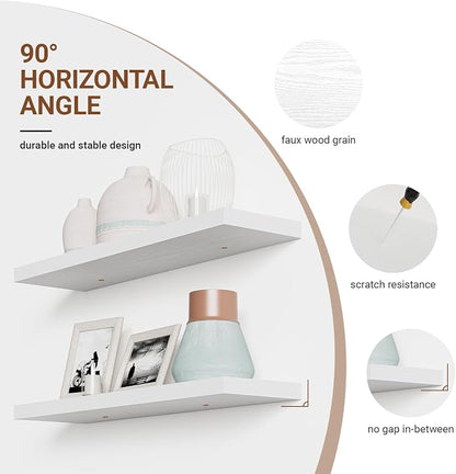 40 Inches Floating Shelves for Wall, 9.3" Deep White Long Floating Shelves Set - Image 5