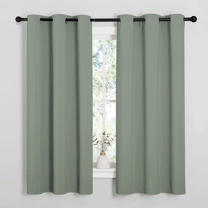 NICETOWN Greyish Green Nursery Essential Thermal Insulated Solid Grommet Top - Image 2