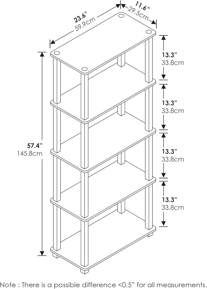 Furinno Turn-S-Tube 5-Tier Multipurpose Shelf Display Rack - Image 3