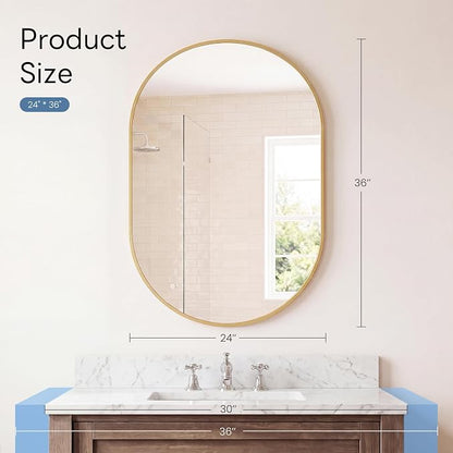 Sweetcrispy 24" x 36" Gold Bathroom Mirror - Image 6
