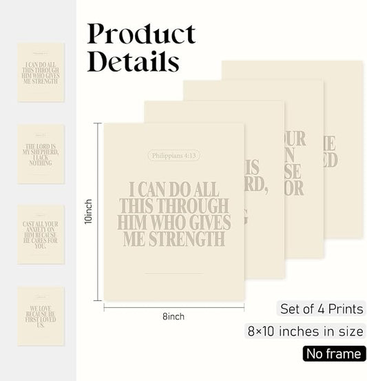 Locomiss Beige Christian Wall Art Decor Posters, Modern Bible Verse Prints - Image 2