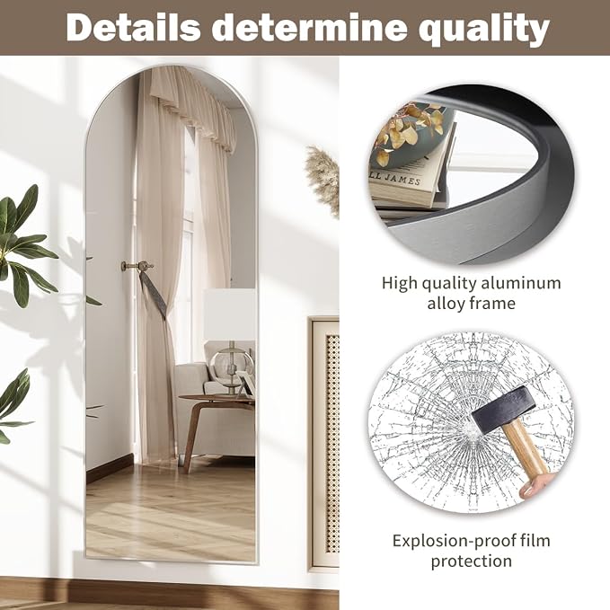 Rowjut Floor Mirror Arched Full Length Mirrors, Mirror Full Length Standing - Image 6