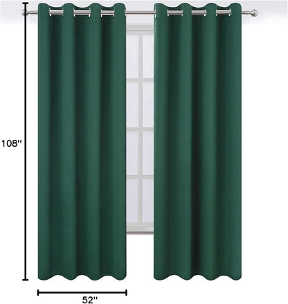 LEMOMO Dark Green Thermal Blackout Curtains/52 x 108 Inch/Set of 2 Panels Room - Image 10