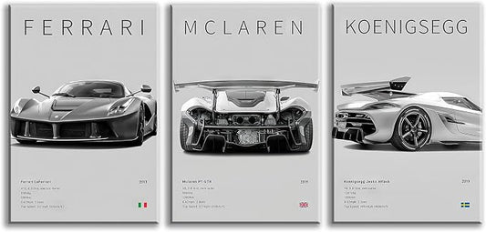 CSLGQGV Car Poster Vintage Racing Car Wall Art Supercar Canvas Prints Painting by Unknown