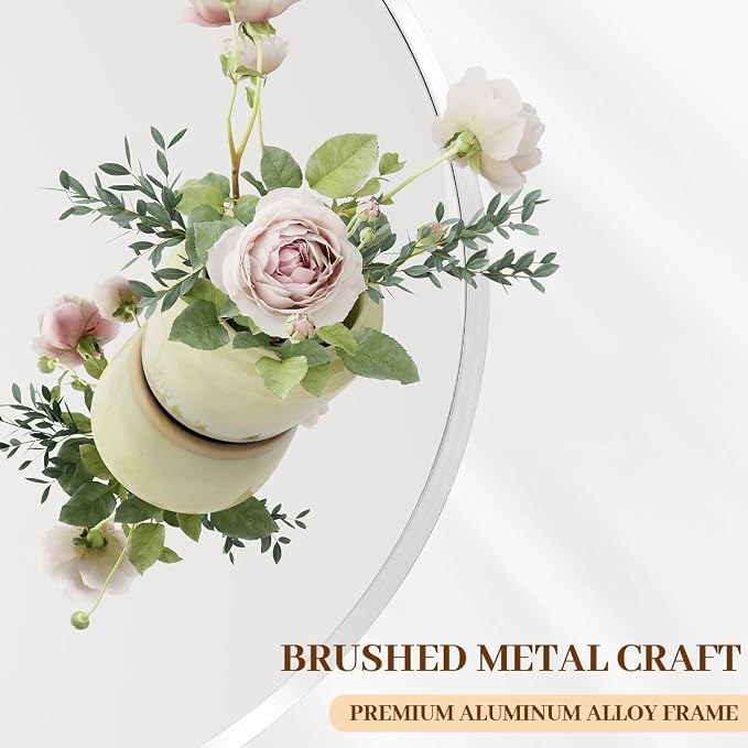BEAUTYPEAK 24 Inch Round Mirror, Metal Frame Circle Mirror, Wall Mounted - Image 3