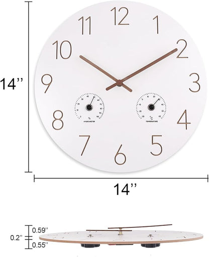 14 Inch Wall Clock, Wooden Frame Wall Clocks Decorative - Image 2