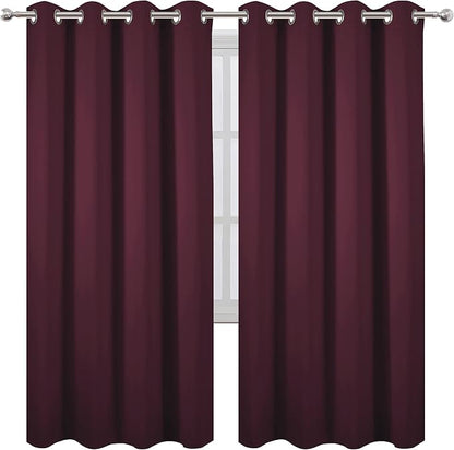 LEMOMO Burgundy Red Thermal Blackout Curtains/52 x 72 Inch/Set of 2 Panels Room - Image 2