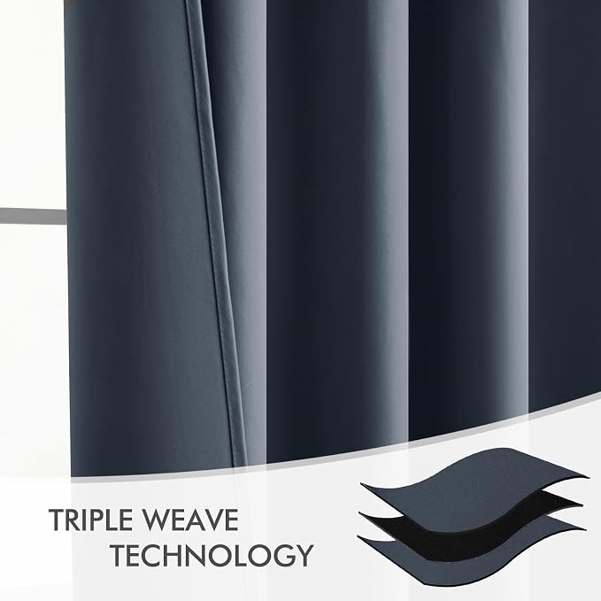 MIULEE Stone Blue Back Tab Blackout Curtains 72 Inch Length 2 Panels Set - Image 7