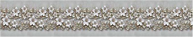 Beige Floral Wallpaper Border 196x4 Inch Peel and Stick Wall Border Removable - Image 8