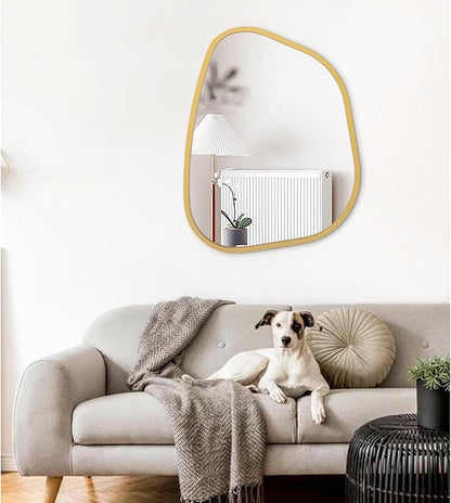 Large Asymmetrical Wall Mirror Irregular Wood Frame Modern Unique Wall-Mounted - Image 3