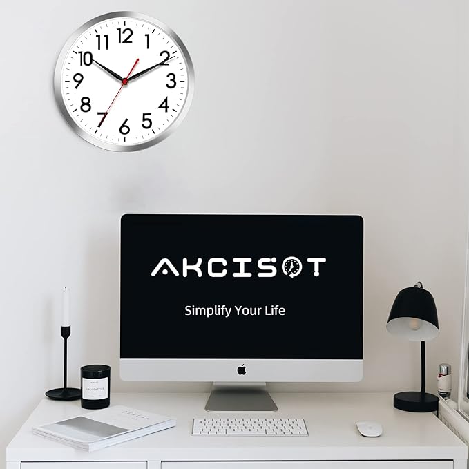 AKCISOT Wall Clock 12 Inch Silent Wall Clocks Battery Operated Non Ticking - Image 6