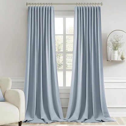 MIULEE Light Blue Back Tab Blackout Curtains 120 Inch Long 2 Panels Set - Image 9