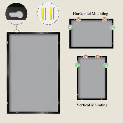 Koonmi Black Mirrors for Wall, 24x36 Inch Bathroom Mirror, Rectangular Wall - Image 8
