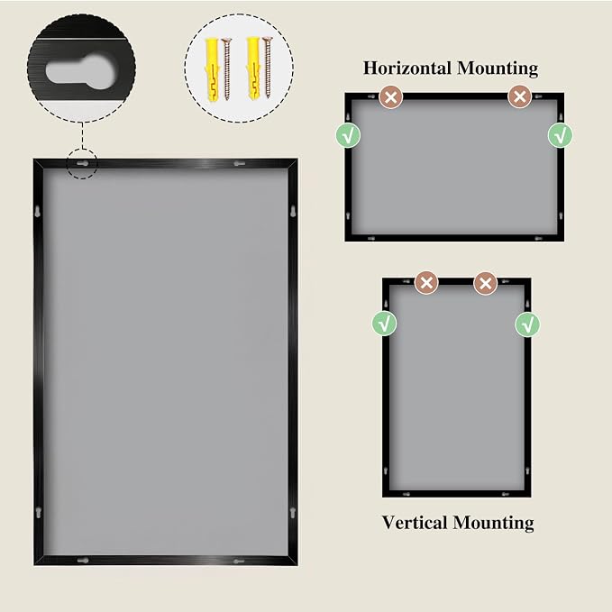 Koonmi Black Mirrors for Wall, 30x40 Inch Bathroom Mirror, Rectangular Wall - Image 8