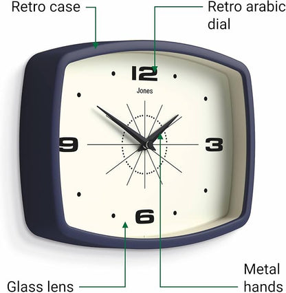 JONES CLOCKS® Movie Wall Clock | Rectangular Retro Clock | 25cm | Blue | Cool - Image 6