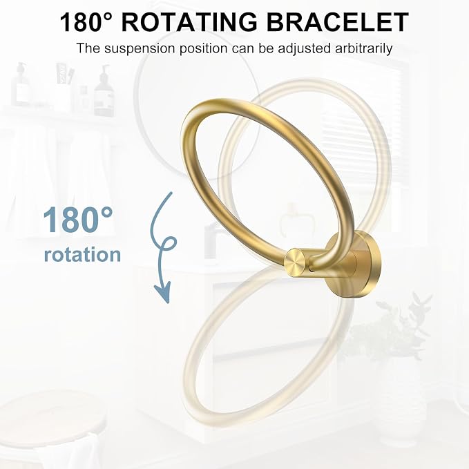 SetSail Towel Holder Screw-in Gold Towel Ring - Image 3