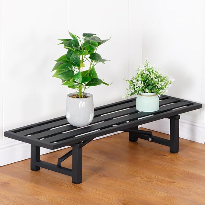 Plant Stand - Indoor/Outdoor Extra-Sturdy Aluminum Plant Stand with 300 LBS Capacity, L37.8 x W11.4 x H7.9 inch – Ideal for Patios, Gardens, Living Room Decoration