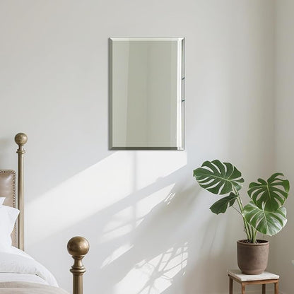 Beveled Bathroom Mirror for Wall, Rectangle Frameless Wall Mirror 24" x 16" - Image 9