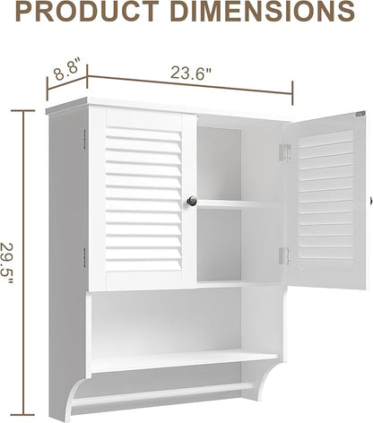 ChooChoo Medicine Cabinet with Towels Bar, 23.6" L x 8.8" W x 29.5" H MDF - Image 3