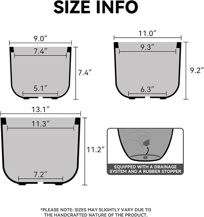 Kante Round Concrete Planter, 11 Inch Dia Classic Style Large Plant Pot with Drainage Hole for Indoor & Outdoor Plants, Ideal for Home, Patio, Garden, Charcoal