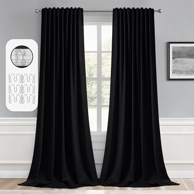 MIULEE Back Tab Blackout Curtains 102 Inch Long 2 Panels Set by MIULEE