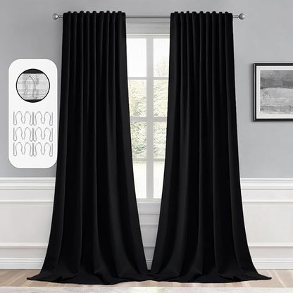 MIULEE Back Tab Blackout Curtains 102 Inch Long 2 Panels Set by MIULEE