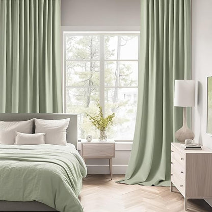 MIULEE Sage Green Back Tab Blackout Curtains 84 Inch Length 2 Panels Set - Image 2