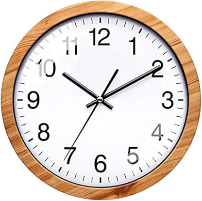 NUOVO 10 Inch Wooden Round Wall Clock Silent & Non-Ticking Retro Wall Clock by Unknown