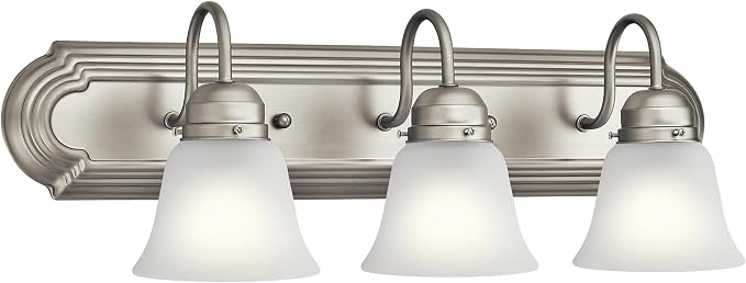 Kichler 24" 3-Light Vanity Bath Light in Brushed Nickel, Modern Bathroom Light by Kichler