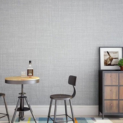 Fabric Peel and Stick Wallpaper Gray Faux Grasscloth Wallpaper Self-Adhesive - Image 7