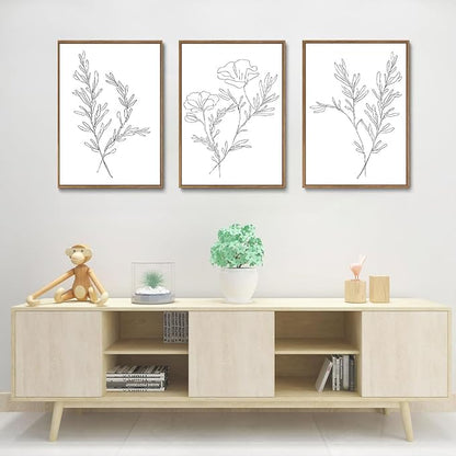 KISSFOX 3 Piece Framed Wall Art Botanical Wall Decor Floral Pictures Wildflower - Image 4