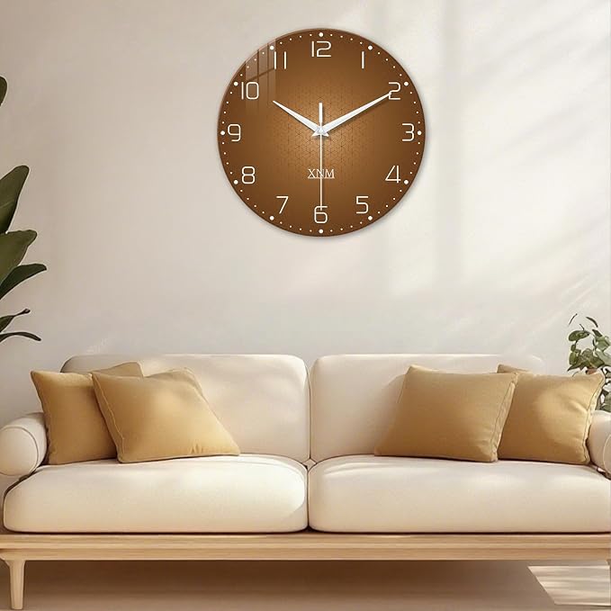 XNM Minimalist Wall Clock for Office Round Brown Wall Clock Battery Operated 20 - Image 4