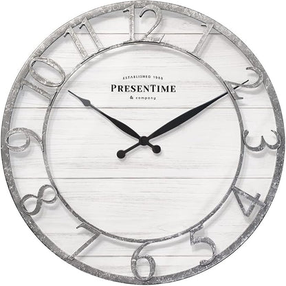 Presentime & Co 21" Farmhouse Series Wall Clock, Shiplap Style, Raised 3D by Presentime
