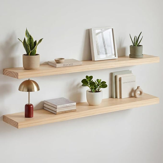 Homeforia 42 inch Natural Floating Shelf, High End Solid Real Wood 42inch Small by Homeforia