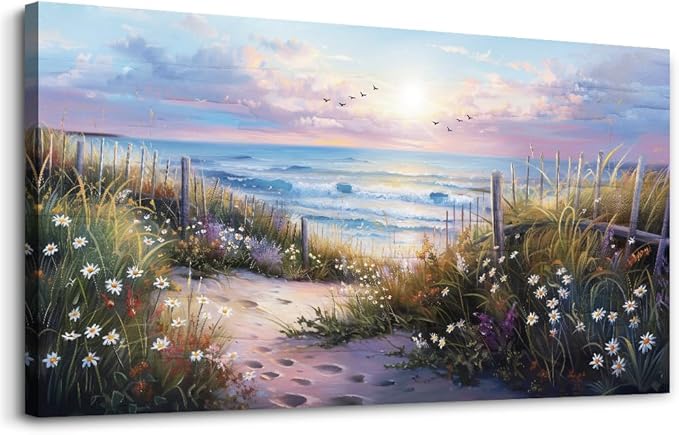 hyidecorart Canvas Wall Art For Living Room Wall DecorFor Bedroom Flower Beach by hyidecorart