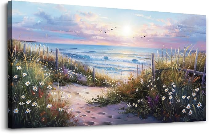 hyidecorart Canvas Wall Art For Living Room Wall DecorFor Bedroom Flower Beach by hyidecorart