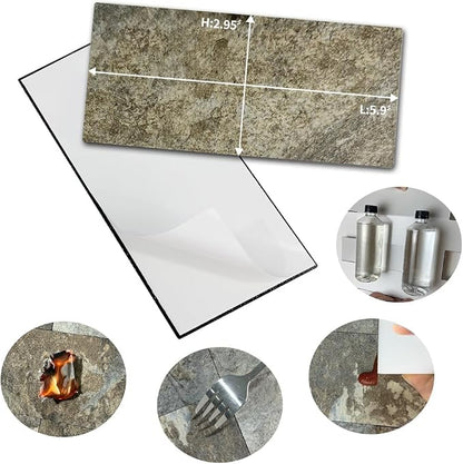 AULIGET 4-Piece Beige & Brown Slate Peel and Stick Backsplash Wall Tiles - Image 5