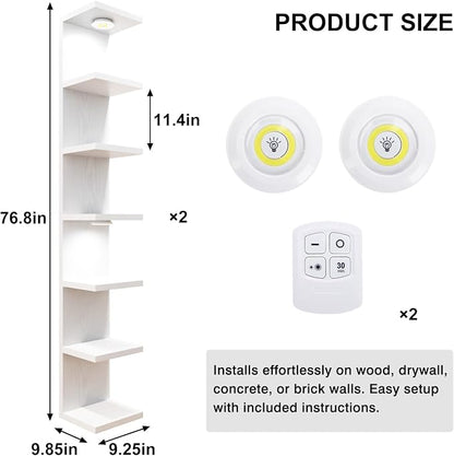 Fixwal 7 Tier Wall Mounted Shelf Set of 2 White Lack Wall Shelf - Image 3
